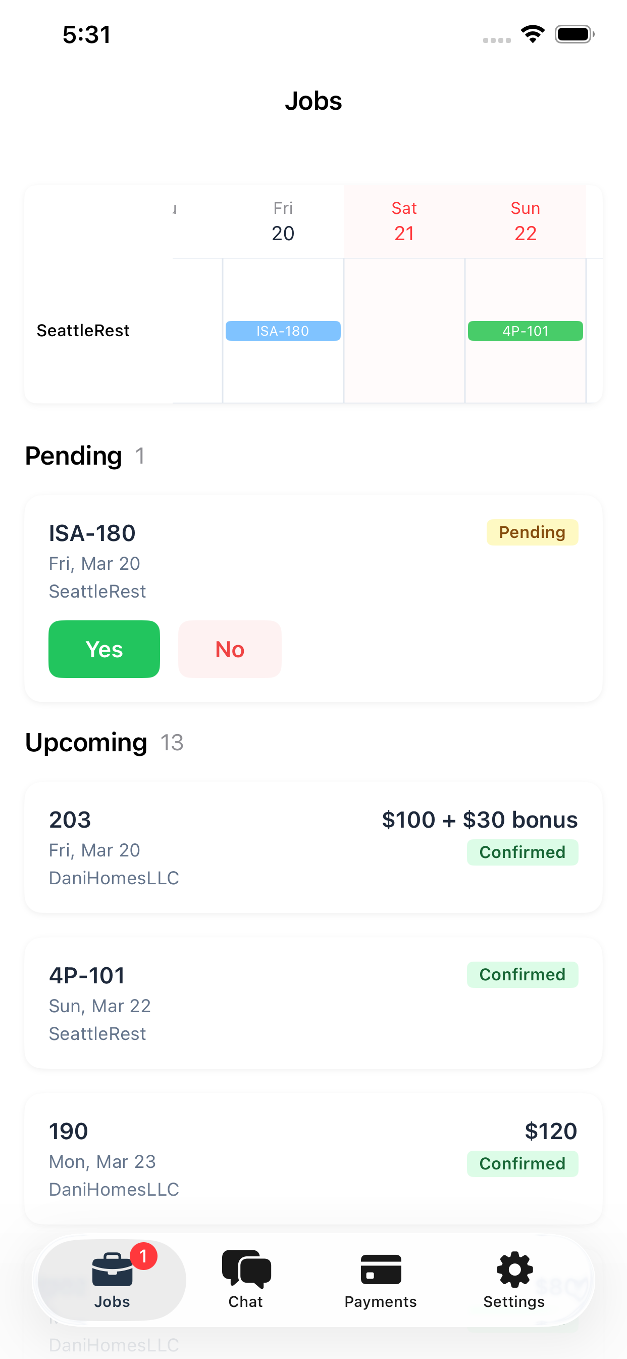 Crew app - Jobs