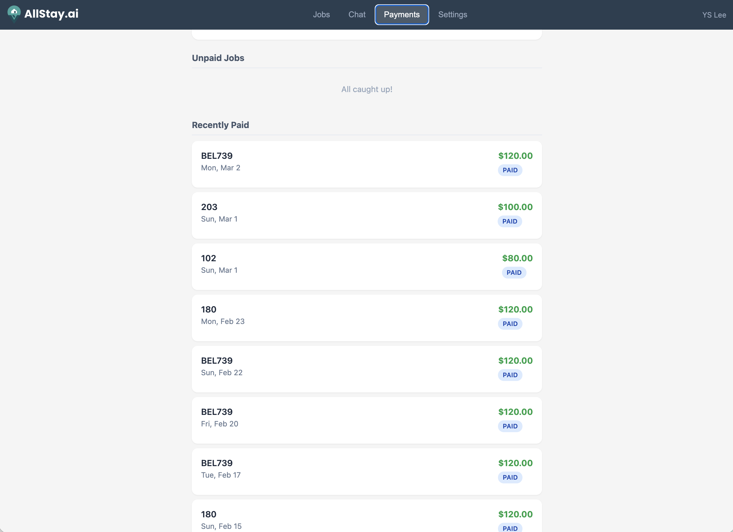 Crew app payments
